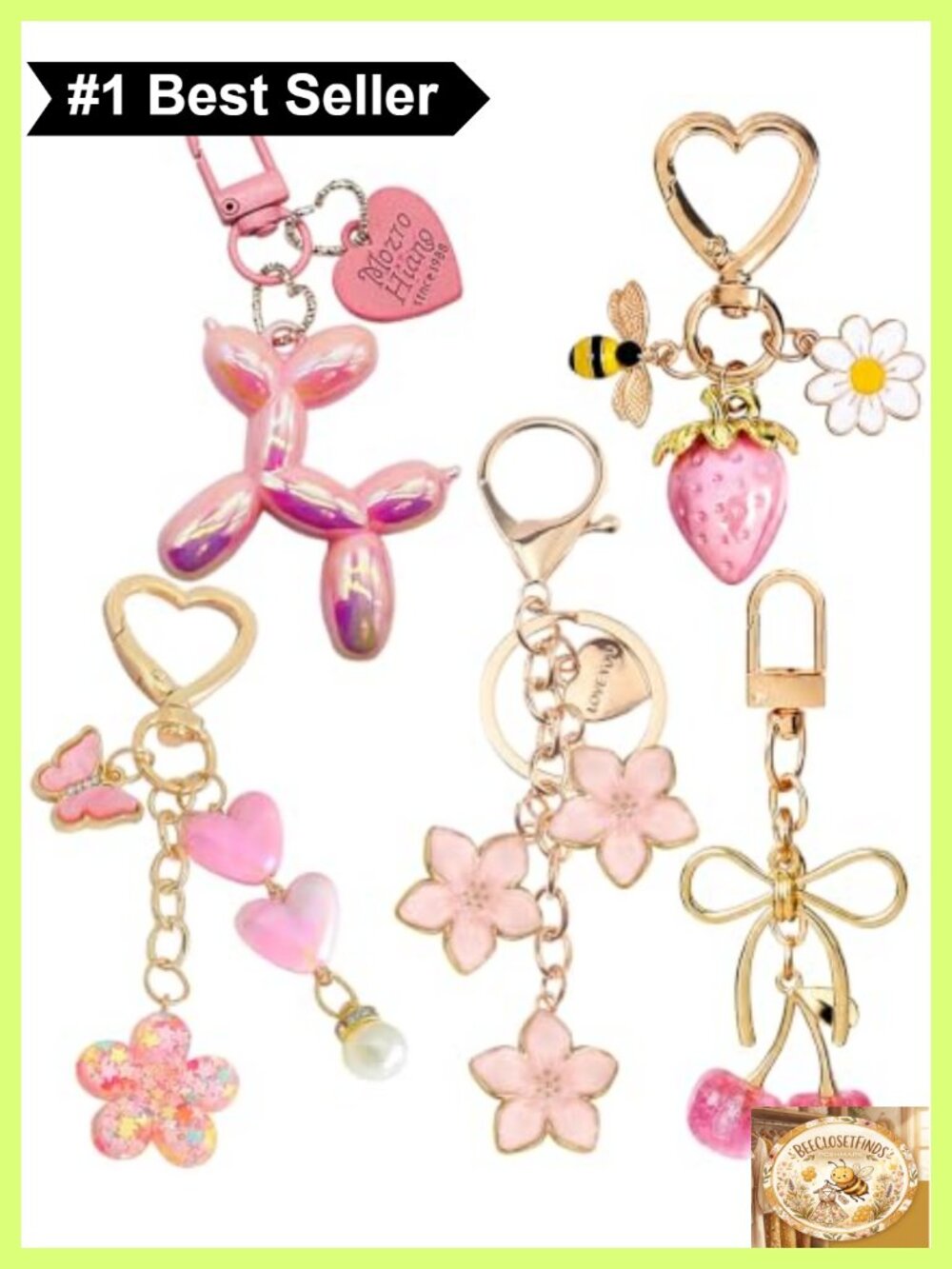 Cute Bag Charm Keychain Set Purse Handbag Accessories Gift
